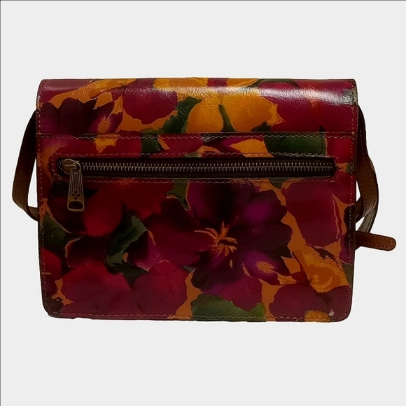 🆕 PATRICIA NASH "BLOOM ROMANCE" BROWN LEATHER CROSSBODY BAG WITH FLORAL DESIGNS - Picture 3 of 14